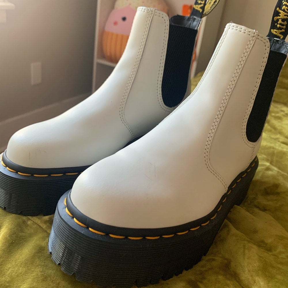 Doc Martens White Platform Chelsea Boots